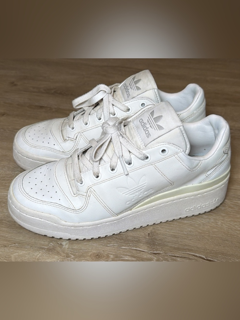 adidas White Leather Low-Top Sneakers